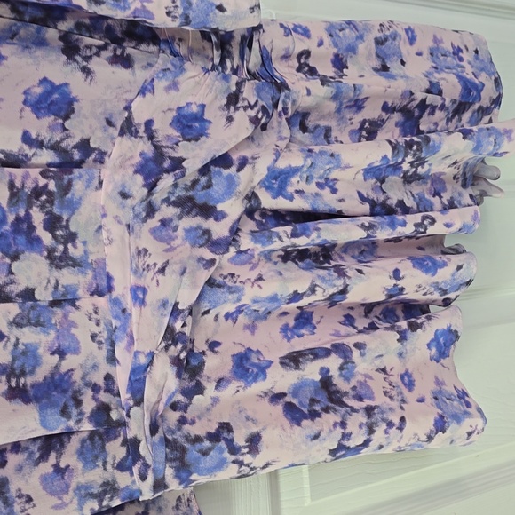 Isabel Marant Robe Fergie Silk Asymmetric Floral Dress Blue Size 40 - Picture 10 of 17